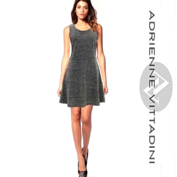 Adrienne Vittadini Marled Gray Fit & Flare Dress - Picture 1 of 8